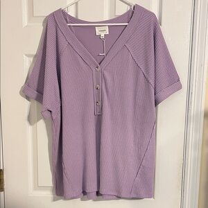 ANDREE BY UNIT Lavender Ribbed Shirt